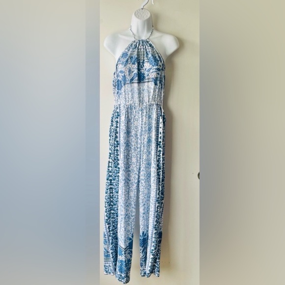 Angie Dresses & Skirts - Angie Blue and White Halter Maxi Dress